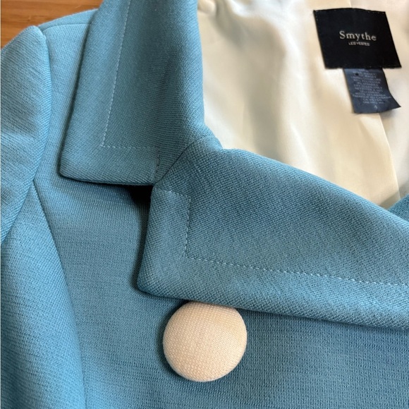 GUC Smythe Les Vestes- 100% Wool Jersey Blue Double-Breasted Jacket. Size 4 - Picture 7 of 8